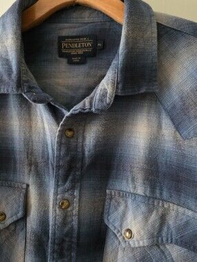 Pendleton Wyatt Cotton Twill Plaid Snap Front Shirt Size XL